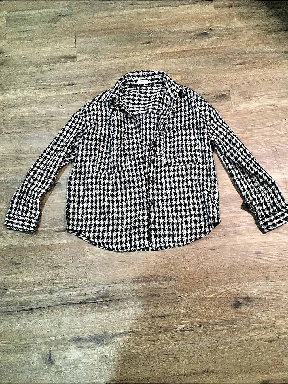 Ardene Houndstooth Shacket in Black & White Size S/P Like New